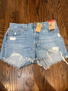 Levi's Light Blue Distressed Cutoff Jean Shorts